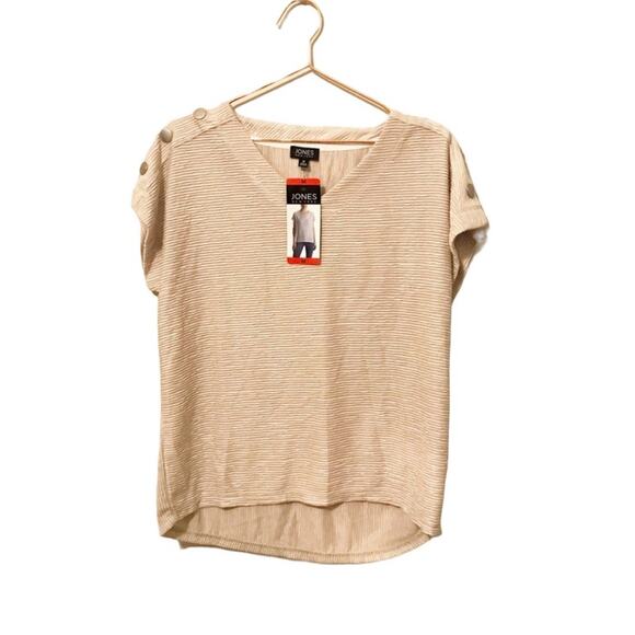 Jones New York Tops - Jones New York textured fabric with button details khaki ivory size medium